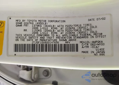 2002 Lexus Rx 300 z USA, uszkodzony, nr VIN JTJGF10U820147656